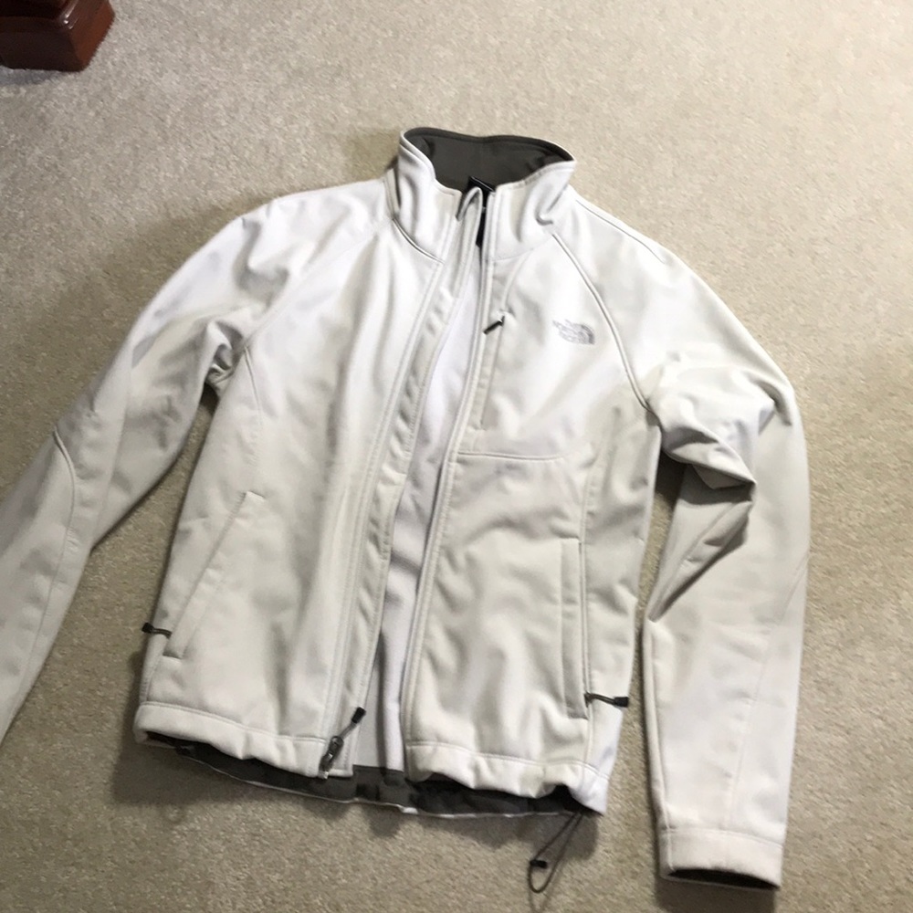 Ivory hard shell north face jacket